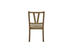 English Elm Slat Slat Back Chair with Cashew Hickory Veneer, Rattan Seat and Removable Tie-On Cushion Set of 2 Almond 39.75 L x 26.5 W x 14.75 H B2699P383812