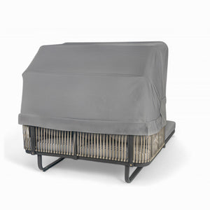 English Elm 57" Outdoor Patio Daybed with Retractable Sunshade Canopy, Rattan Accents, Water-Repellent Fabric, Durable Iron Frame Grey N719Z000150E