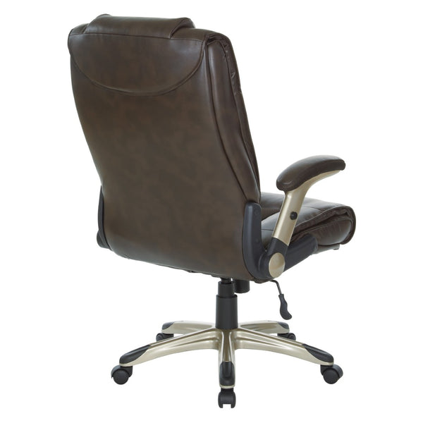 OSP Home Furnishings Exec Bonded Leather Office Chair with Lumbar Support and Ergonomic Padded Seating Espresso ECH52601-EC1