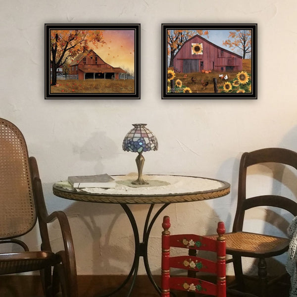 English Elm Trendy Decor 4u Billy Jacobs Harvest Folk Art Two Panel Framed Set for Home Walls B067P255225