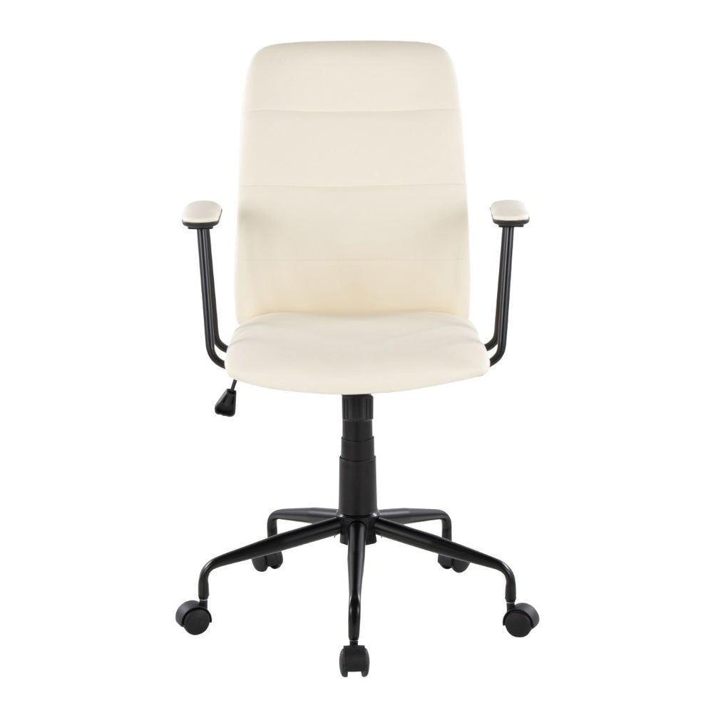 English Elm Office Chair with Faux Leather Upholstery Pneumatic Swivel Seat for Modern Workspaces Cream B202P474195