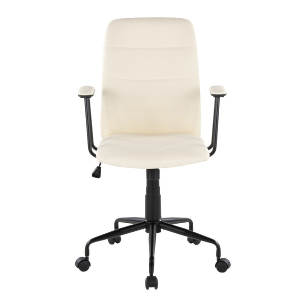 English Elm Office Chair with Faux Leather Upholstery Pneumatic Swivel Seat for Modern Workspaces Cream B202P474195