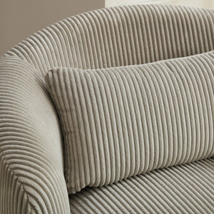 English Elm 34.25 Swivel Barrel Chair Upholstered in Plush Corduroy with Pillow, 360° Rotating Reading Accent Seat Light Gray W3118P253971