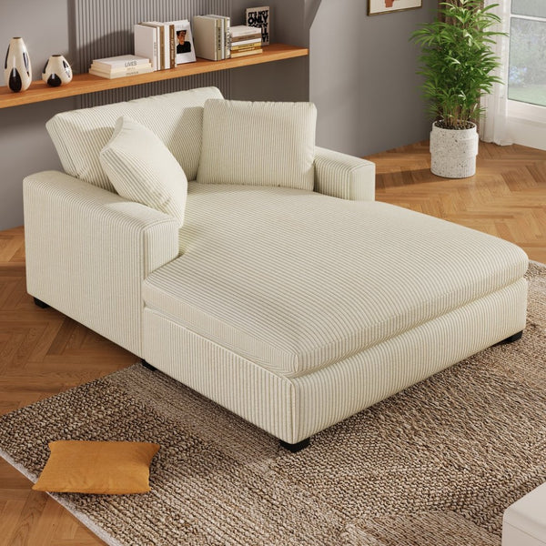 English Elm Mirod Oversized Chaise Lounge with Birch Legs Pillow Back Polyester Upholstered Seating N760P196662A