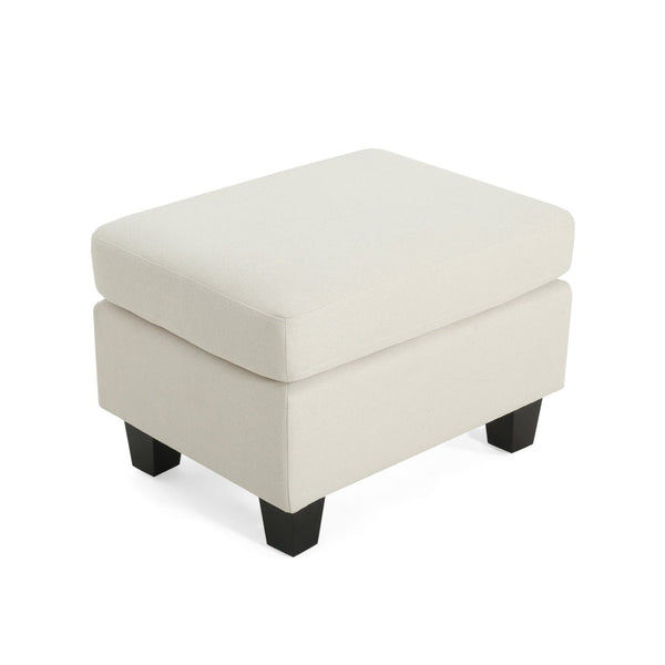English Elm Upholstered Compact Ottoman with Birch Legs Padded Footrest for Living Room Decor Beige N757P377351I