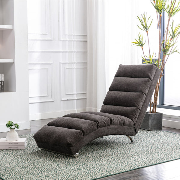English Elm Linen Ergonomic Massage Chaise Lounge with Remote Control, 140° Recline, Foam Cushion Comfort and Sturdy Frame Dark Gray W39539626