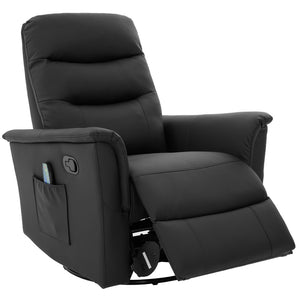 English Elm Manual Recliner Swivel Rocker Boucle Chair with 8-point Massage for Nursery or Living Room Black N763P363763B