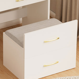 English Elm 3 3 in 1 Vanity Desk with Glass Top, Flip-Top Jewelry Organizer, Hidden Storage & Plush Bench W509P238992