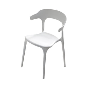 English Elm Stackable Plastic Dining Chairs Set of 4 White – Durable Injection-Molded Polypropylene, Waterproof, 150KG Capacity, Space-Saving Stackable Design W3788P372654