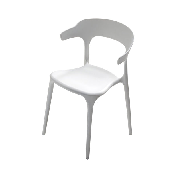 English Elm Stackable Plastic Dining Chairs Set of 4 White – Durable Injection-Molded Polypropylene, Waterproof, 150KG Capacity, Space-Saving Stackable Design W3788P372654
