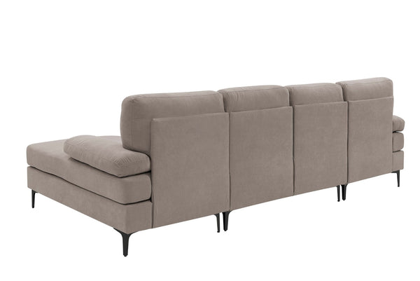 English Elm Polyester Blend U-shape Sectional with Double Chaise and Black Metal Legs B2748S00039
