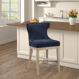 Madison Park Carson Transitional Counter Stool with Swivel Seat MP104-1153 Navy