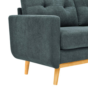 English Elm 67.7" Mid-Century Modern Tufted Upholstered Loveseat Sofa with Solid Wood Legs, Stylish Lounge Piece Grayish Green B343P320254
