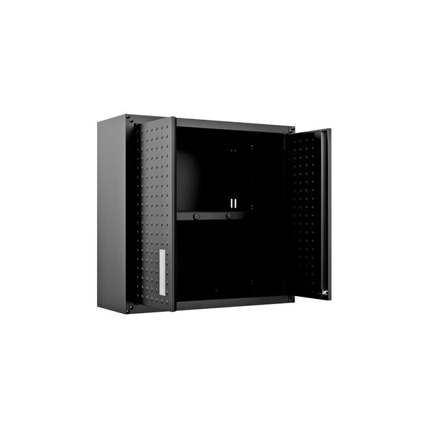 English Elm Floating Wall Mounted Garage Cabinet with Locking Doors and Diamond Texture Exterior Charcoal Grey B365P398222
