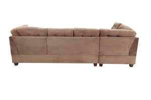 English Elm Living Room Waffle Suede Sectional Sofa Tufted Chaise Reversible Contemporary Style B011S02511