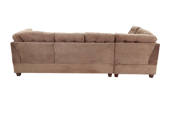 English Elm Living Room Waffle Suede Sectional Sofa Tufted Chaise Reversible Contemporary Style B011S02511