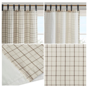 English Elm Plaid Faux Leather Tab Top Curtain Panel with Fleece Lining for Cozy Rustic Privacy and Insulation Multicolor 11.81 L x 10.04 W x 3.99 H B03598253