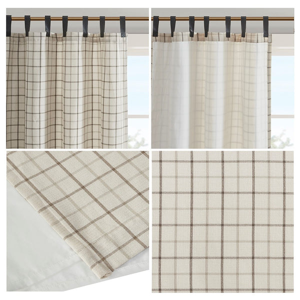 English Elm Plaid Faux Leather Tab Top Curtain Panel with Fleece Lining for Cozy Rustic Privacy and Insulation Multicolor 11.81 L x 10.04 W x 3.99 H B03598253