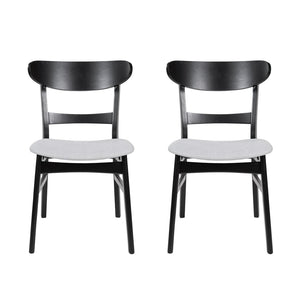 English Elm [video] Set of 2 Mid-century Dining Chairs Upholstered Beige Seat Rubberwood N759P371096K
