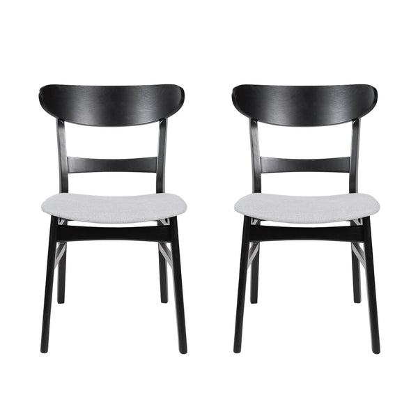 English Elm [video] Set of 2 Mid-century Dining Chairs Upholstered Beige Seat Rubberwood N759P371096K
