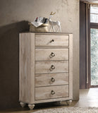 English Elm Imerland Contemporary White Wash Finish Bedroom Set, King Bed, Dresser, Mirror, Nightstand and Chest