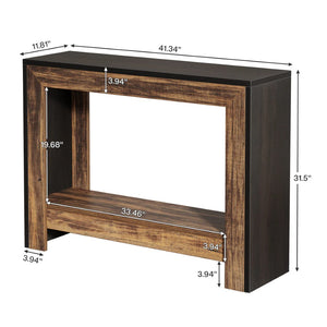 English Elm Rustic Two Tier Narrow Console Table Slim Farmhouse Design for Entryway or Living Room T3971P457285