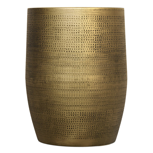 English Elm Johnsen Etched Web Pattern Accent Table 18" Round Iron Side Table Durable Powder-Coated Finish Antique Brass B136P361858