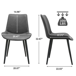 English Elm Grey PU Leather Dining Chair Set of 4 with Metal Legs — Modern Upholstered, Durable, Easy-Clean Seating for Kitchen, Restaurant, Living, Meeting Rooms T3967P384113