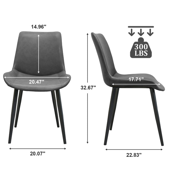 English Elm Grey PU Leather Dining Chair Set of 4 with Metal Legs — Modern Upholstered, Durable, Easy-Clean Seating for Kitchen, Restaurant, Living, Meeting Rooms T3967P384113