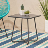 Christopher Knight Home® - Noble House - Alder Outdoor Modern 18" Side Table with Steel Legs -