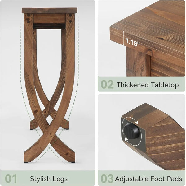 English Elm Practical Geometric Console Table with Matte Black Wood Grain Finish for Entryway or Sofa T3971P457472