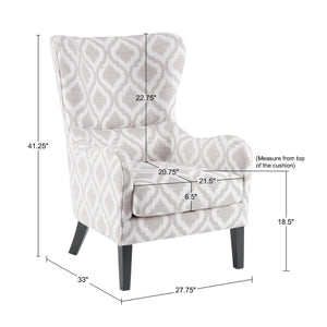 JLA Home Madison Park - Swoop Arianna Wing Chair — Plush High Wingback Accent with Tailored Piping, Solid Wood Legs, Cozy Comfort MP100-0018