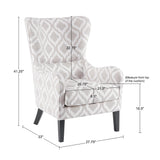 Madison Park Arianna Transitional Swoop Wing Chair MP100-0018 Grey/White