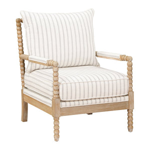 English Elm Classic Three Piece Living Room Set with Striped Fabric Sofa Loveseat and Accent Chair B011S01553