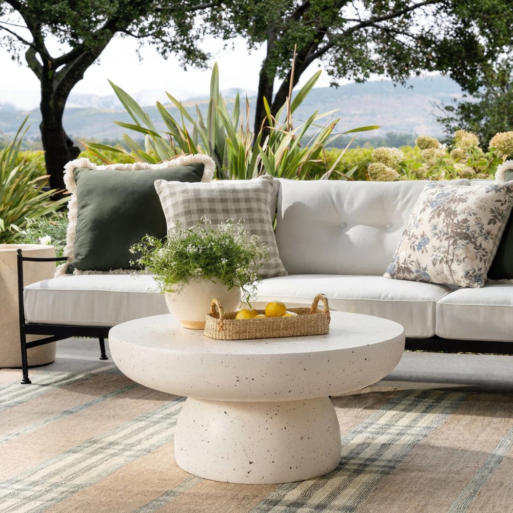 English Elm 27.5" Round Mgo Terrazzo Coffee Table Weather Resistant for Patio or Living Room N772P262020T
