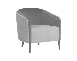 Sunpan Sheva Armchair - Elegant Barrel Back Design, Luxurious Upholstered Comfort for Any Modern Space San Remo Winter Cloud / Antonio Charcoal