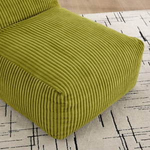 English Elm Big Corduroy Lounger Bean Bag with Ottoman Memory Foam Fill for Living Room Olive W395P435351