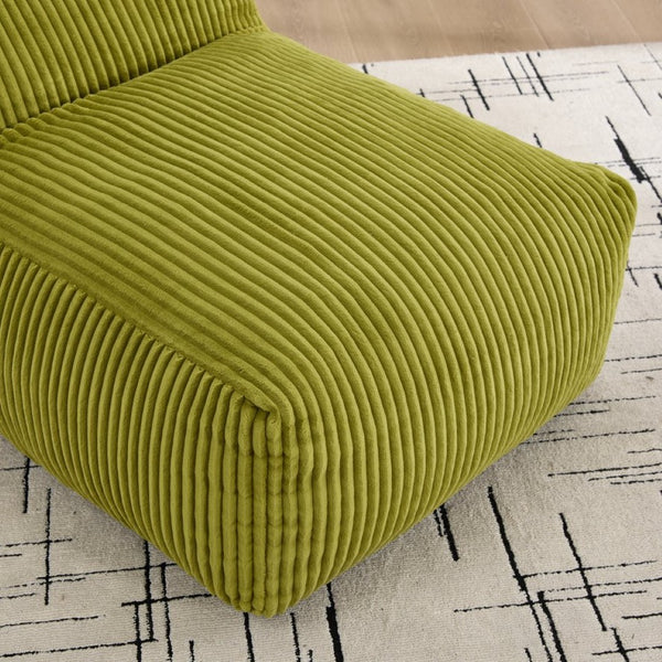 English Elm Big Corduroy Lounger Bean Bag with Ottoman Memory Foam Fill for Living Room Olive W395P435351