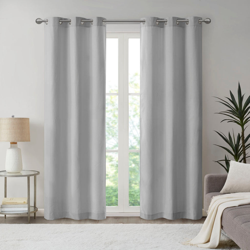 JLA Home Madison Park - Basketweave Thermal Room‑Darkening Curtain Panels with Silver Grommets, Insulating 84" Pair (OEKO‑TEX) MP40-7925