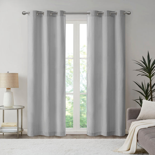 JLA Home Madison Park - Basketweave Thermal Room‑Darkening Curtain Panels with Silver Grommets, Insulating 84" Pair (OEKO‑TEX) MP40-7925
