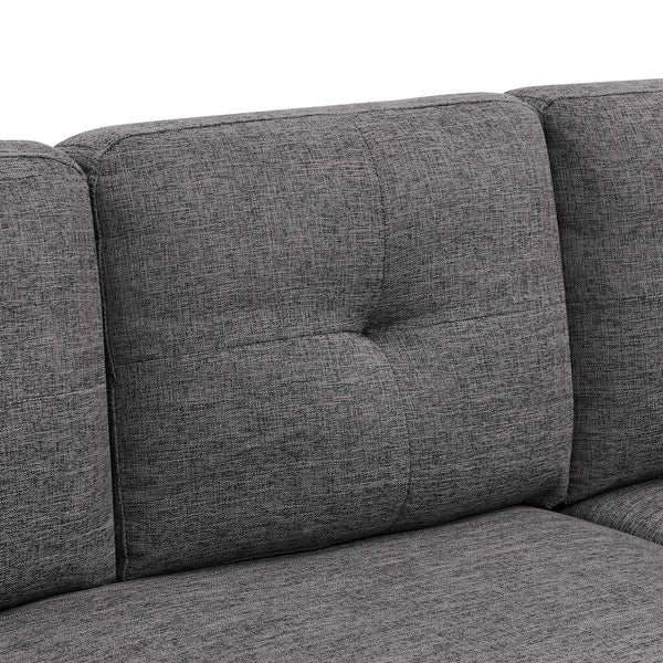 English Elm 2 Upholstered Sectional Sofa with Chaise, 3-Seater Comfort, Tufted Cushions, Durable Polyester Seat Support Gray B343S00013