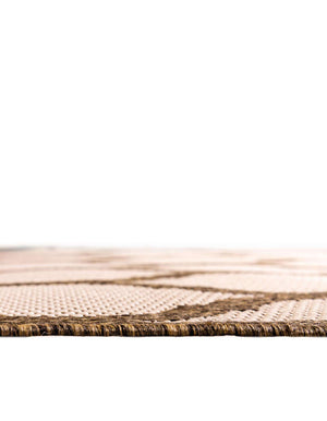 Unique Loom Outdoor Trellis Moroccan Machine Made Geometric Rug Beige and Brown, Beige/Brown 6' 1" x 6' 1"