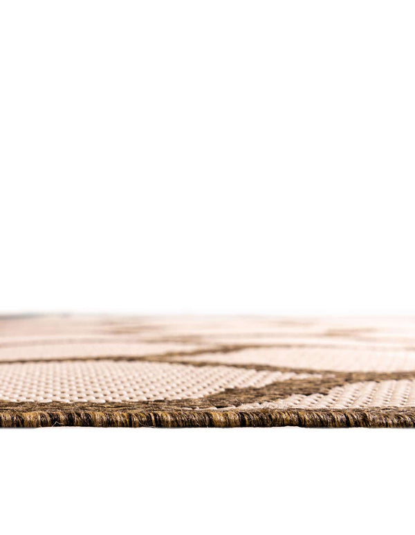 Unique Loom Outdoor Trellis Moroccan Machine Made Geometric Rug Beige and Brown, Beige/Brown 6' 1" x 6' 1"