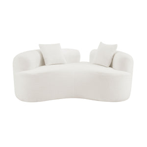 English Elm 66.93 Curved Loveseat 73" Heart-Shaped Teddy Velvet Sofa Full Foam & Spring Support, No-Assembly Cozy Compact White W3612P332115