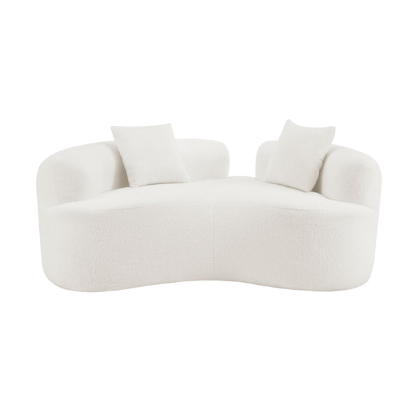English Elm 66.93 Curved Loveseat 73" Heart-Shaped Teddy Velvet Sofa Full Foam & Spring Support, No-Assembly Cozy Compact White W3612P332115