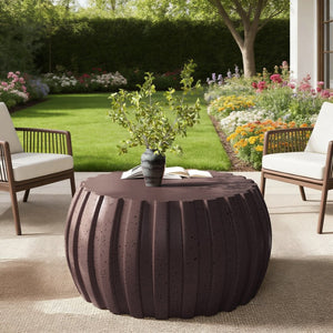 English Elm 35.43" Square Mgo Cement Coffee Table Weatherproof Indoor Outdoor Low Profile Modern Brown W757P387434