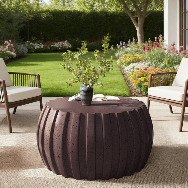 English Elm 35.43" Square Mgo Cement Coffee Table Weatherproof Indoor Outdoor Low Profile Modern Brown W757P387434