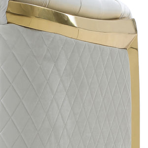 English Elm Lexi Plush Velvet Sofa with Button Tufting and Diamond Quilted Exterior, Welted Cushions & Throw Pillows Ivory 47 L x 35 W x 30 H B078P301023