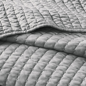 JLA Home Madison Park - 3 Keaton Reversible Quilt Set - Brushed Microfiber, Pick-Stitch Channel Quilting, Antimicrobial Comfort Grey MP13-1239