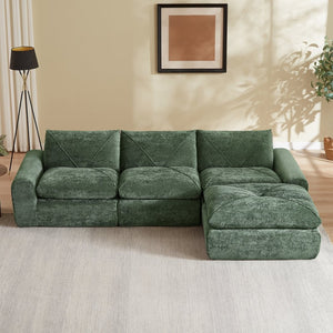 English Elm Modern Chenille Modular Sectional Sofa with Foot Pedals for Living Room Comfort Green W3396S00069